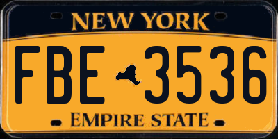 NY license plate FBE3536