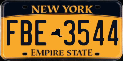 NY license plate FBE3544