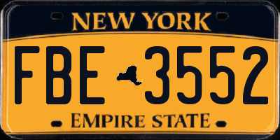 NY license plate FBE3552