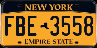 NY license plate FBE3558