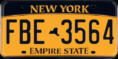 NY license plate FBE3564