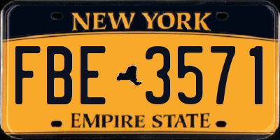 NY license plate FBE3571