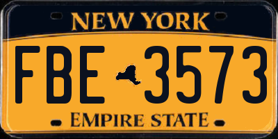 NY license plate FBE3573