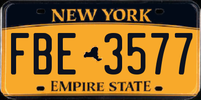 NY license plate FBE3577