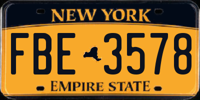 NY license plate FBE3578