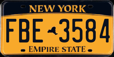 NY license plate FBE3584