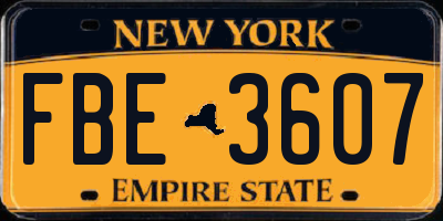 NY license plate FBE3607