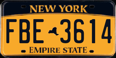 NY license plate FBE3614