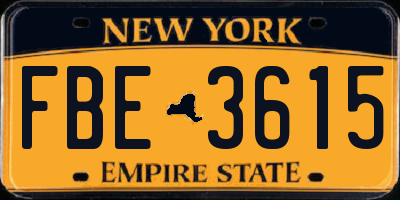 NY license plate FBE3615
