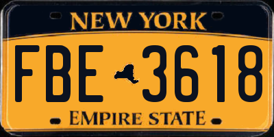 NY license plate FBE3618