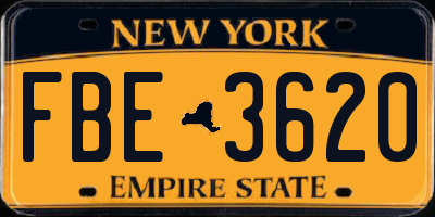 NY license plate FBE3620