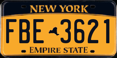 NY license plate FBE3621