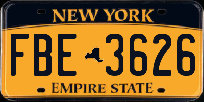NY license plate FBE3626