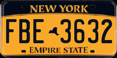 NY license plate FBE3632