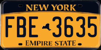 NY license plate FBE3635