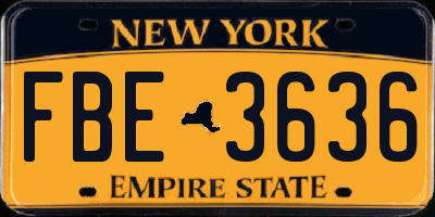 NY license plate FBE3636