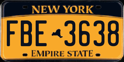 NY license plate FBE3638