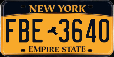 NY license plate FBE3640