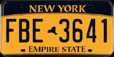 NY license plate FBE3641
