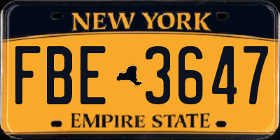 NY license plate FBE3647