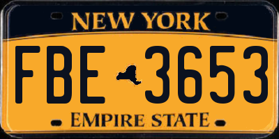 NY license plate FBE3653