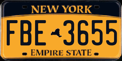 NY license plate FBE3655