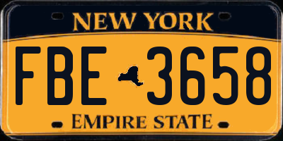 NY license plate FBE3658