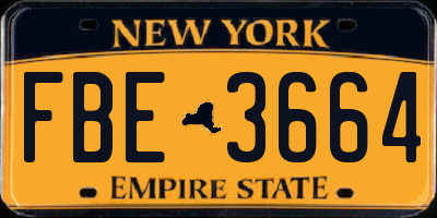 NY license plate FBE3664