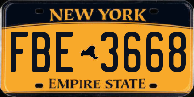NY license plate FBE3668