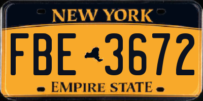 NY license plate FBE3672