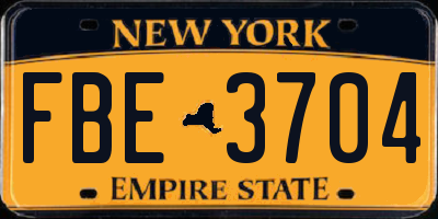 NY license plate FBE3704