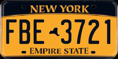 NY license plate FBE3721