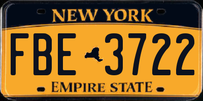 NY license plate FBE3722