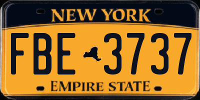 NY license plate FBE3737