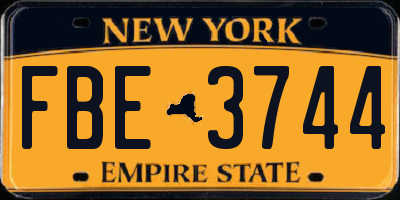 NY license plate FBE3744