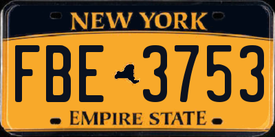 NY license plate FBE3753