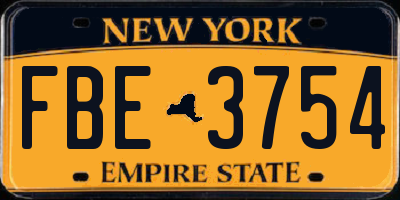 NY license plate FBE3754