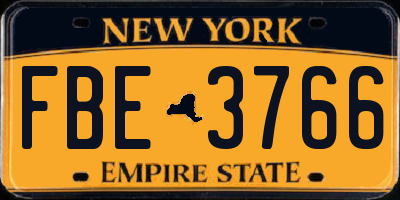 NY license plate FBE3766
