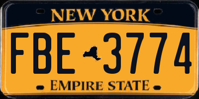 NY license plate FBE3774