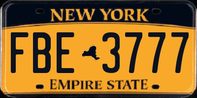 NY license plate FBE3777