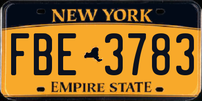 NY license plate FBE3783