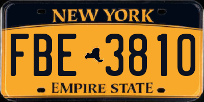 NY license plate FBE3810