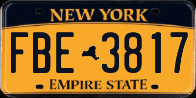 NY license plate FBE3817