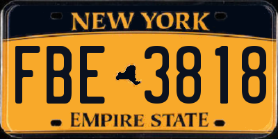 NY license plate FBE3818