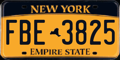 NY license plate FBE3825