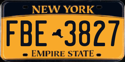 NY license plate FBE3827