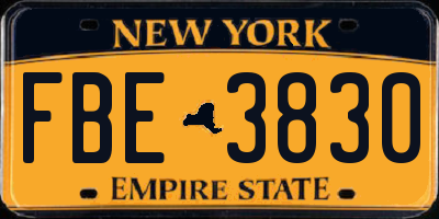 NY license plate FBE3830