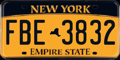 NY license plate FBE3832