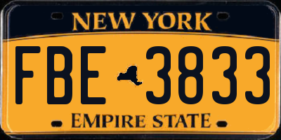 NY license plate FBE3833