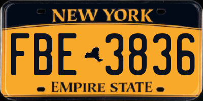 NY license plate FBE3836